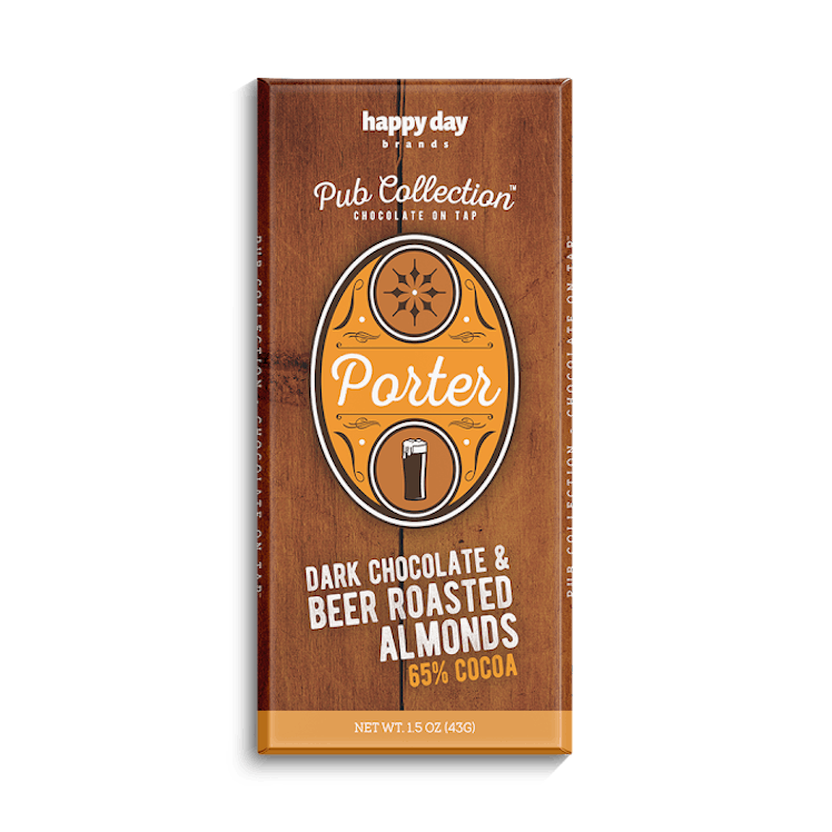 All Natural Handcrafted Pub Collection Chocolate Bar — 6 Pack Dark Chocolate Porter And Almonds
