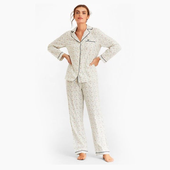 Violet-Print Supima® Cotton Poplin Pajama Set