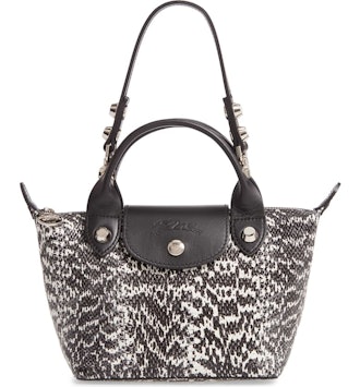 Le Mini Pliage Cuir Snake Embossed Leather Top Handle Bag