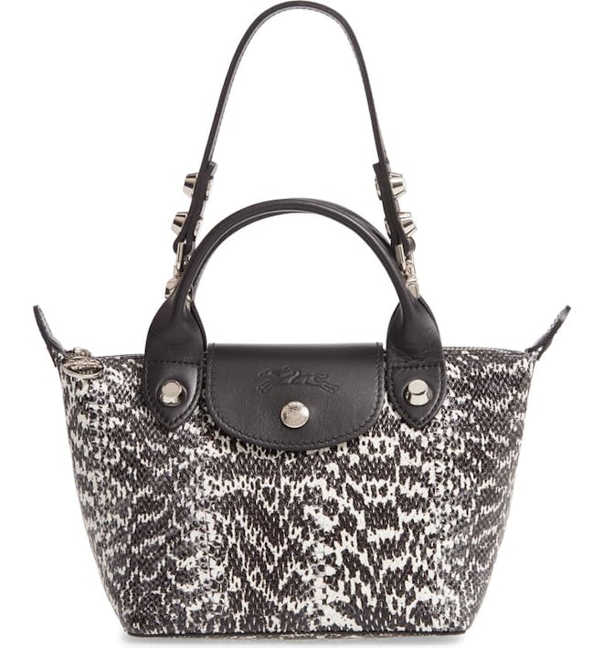 Le Mini Pliage Cuir Snake Embossed Leather Top Handle Bag