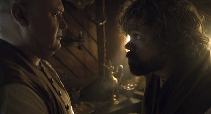 Conleth Hill as Lord Varys and Peter Dinklage as Tyrion Lannister in Game of Thrones