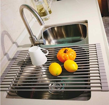 LEASEN Over the Sink Silicone Roll-up Dish Drying Rack