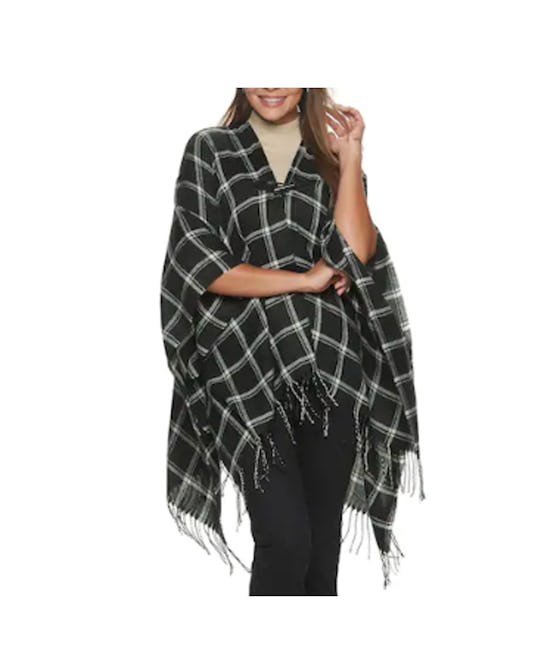 CHAPS Women's Chaps Windowpane Plaid Ruana