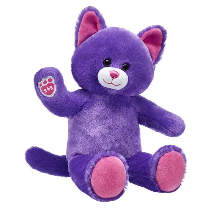 purple stuffed cat from build-a-bear