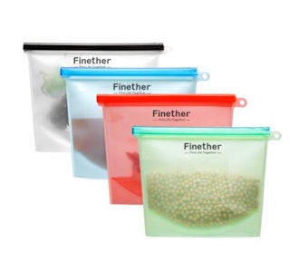 4-Pack Reusable Silicone Food Storage Bag Hygienic Leak-Proof Airtight