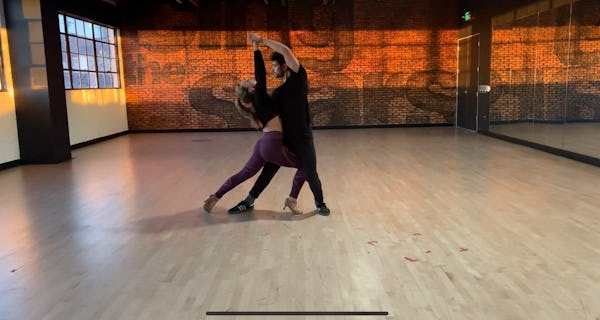 Hannah Brown and Alan Bersten rehearsing the tango for Week 9 of DWTS.