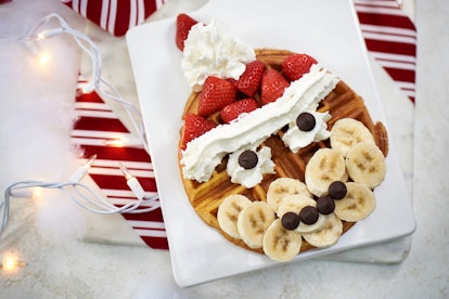 A waffle that looks like Santa is available at Vivoli il Gelato in Disney Springs for the holidays.