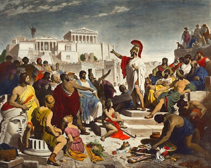 Pericles gives a speech in Athens. 