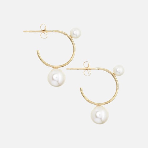 Harlequin Pearl Hoop Earrings