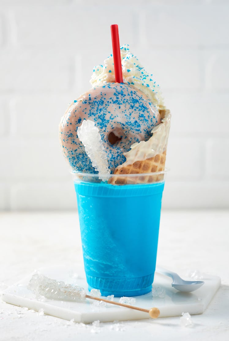 A blue doughnut ice cream shake is available at Vivoli il Gelato in Disney Springs for the holidays.