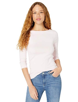 Amazon Essentials Women's Slim-Fit 3/4 Sleeve Boatneck T-Shirt