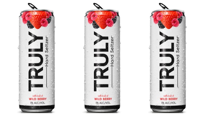 Row of Truly Spiked seltzer in Wild Berry