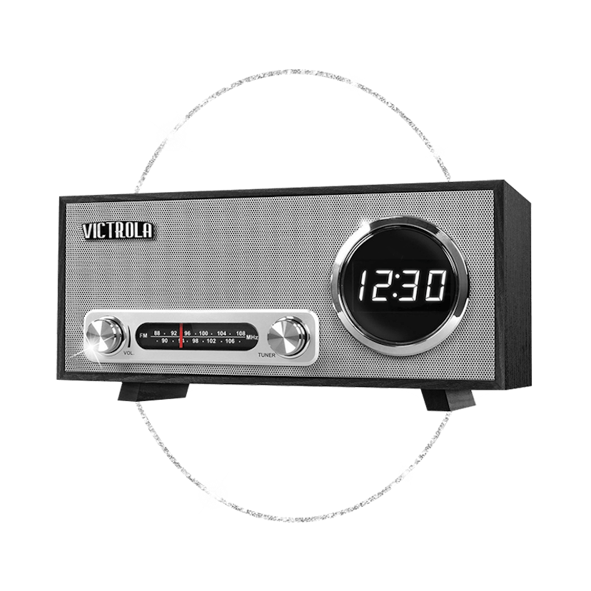 Victrola Bluetooth Digital Clock Stereo with FM Radio and USB Charging