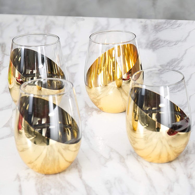 MyGift Stemless Wine Glasses