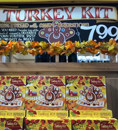 Image of grocery store display of gingerbread turkey kits