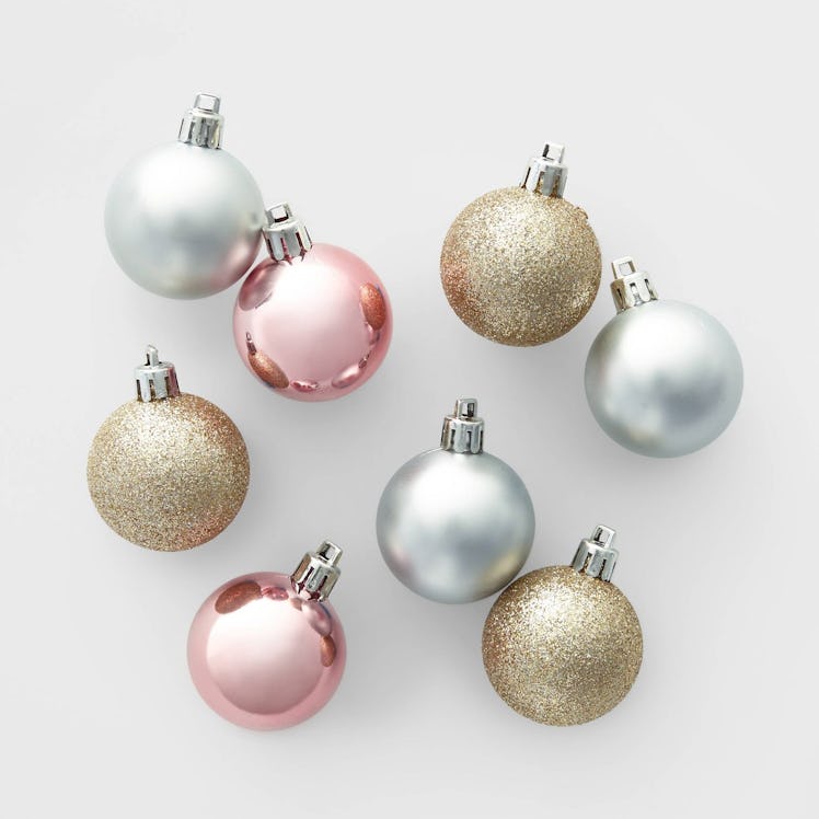 24ct 40mm Christmas Ornament Set Blush and Champagne - Wondershop™