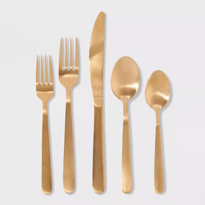 20pc Stainless Steel Silverware Set Gold by Threshold