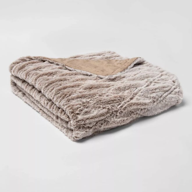 55x80 Solid Faux Fur Bed Throw by Threshold