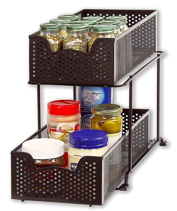 Simple Houseware 2 Tier Sliding Cabinet Basket Organizer