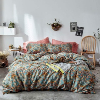 mixinni Vintage Style Garden Flower Duvet Cover Set