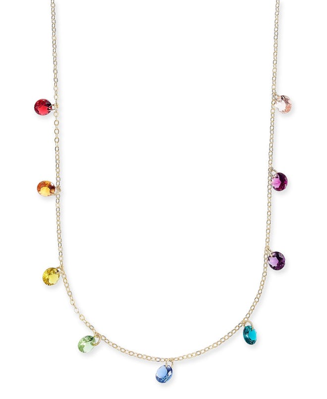 Gold-Tone Crystal Rainbow Shaky Statement Necklace