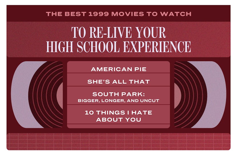 The best 1999 movies about high school include: 'American Pie,' 'She's All That,' 'South Park: Bigge...