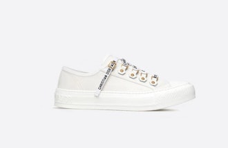 Walk'N'Dior Low Top Sneaker In White Canvas