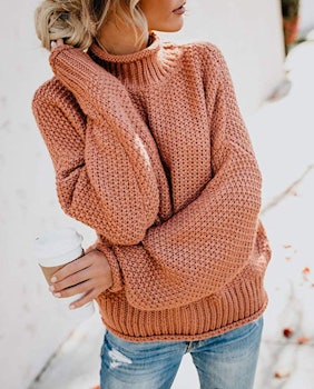 Saodimallsu Womens Turtleneck Oversized Sweater