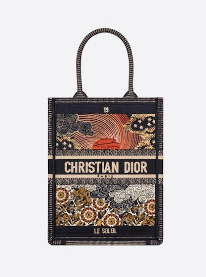 Sun Vertical Dior Book Tote Tarot Embroidered Canvas Bag