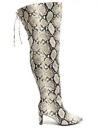 Can't Tell Me Nothin' Faux Snake Skin Thigh-High Boots