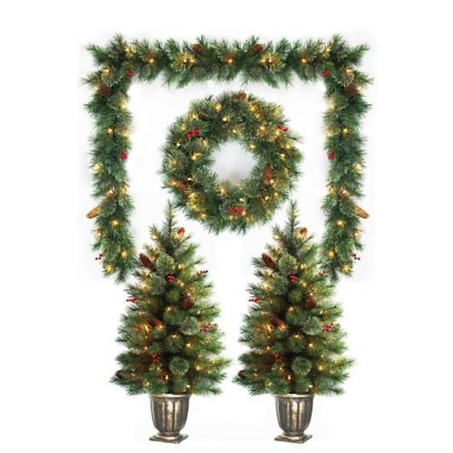 Holiday Living 4-Pack 42-in Front Door Decoration Kit with White Incandescent Lights