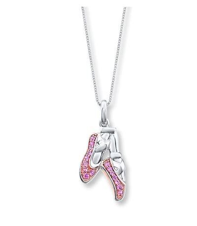 Ballet Slipper Necklace Lab-created Sapphires Sterling Silver