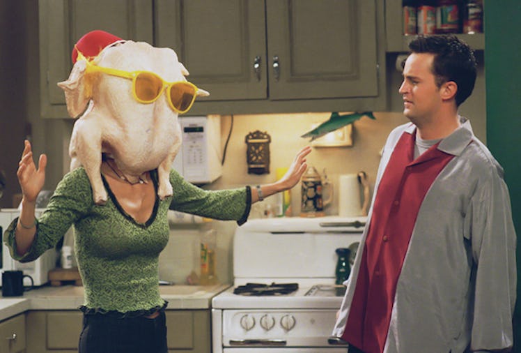 Monica with turkry on her head on 'Friends'