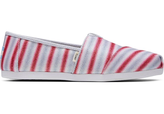 Red and White Candy Cane Glitter Women's Classics