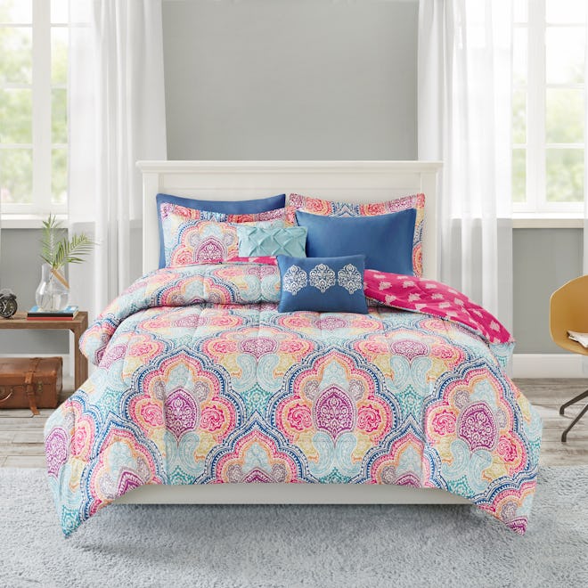 Mainstays 8 Piece Comforter Set with Coverlet, Full/Queen 