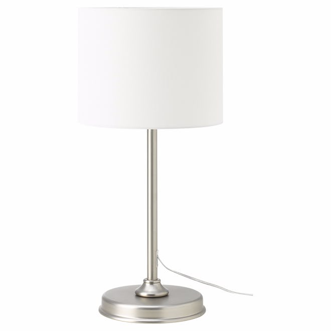 MILLERYR Table lamp with LED bulb, white, nickel plated