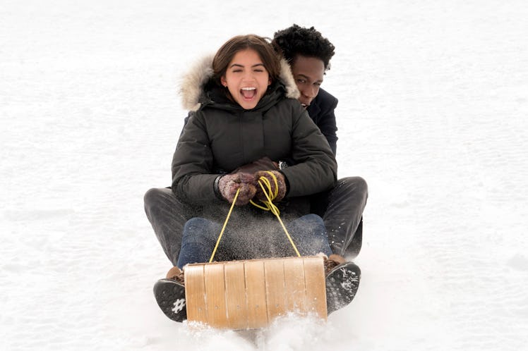 sledding scene in Netflix's 'Let It Snow'