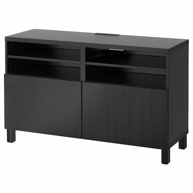 BESTÅ TV unit with doors, Lappviken black-brown, Lappviken/Stubbarp black-brown, 47 1/4x16 1/2x29 1/...