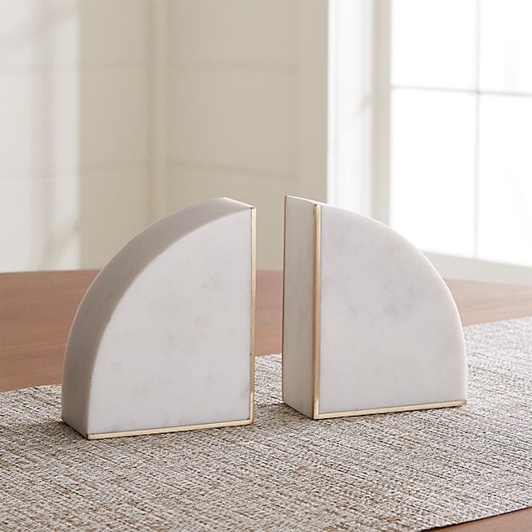 White Marble Bookends, Set of 2