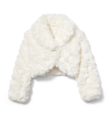 Cropped white faux fur jacket from Rachel zoe x janie and jack party collaboration