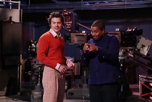 Harry Styles hosted and performed on Saturday Night Live's Nov. 16 episode. (Also pictured: Kenan Th...