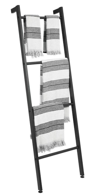 mDesign Metal Free Standing Bath Towel Bar Storage Ladder