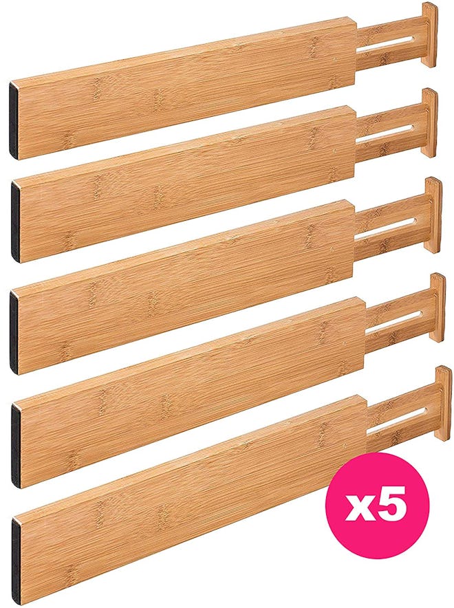 RAPTUROUS Bamboo Drawer Dividers (Set Of 5)