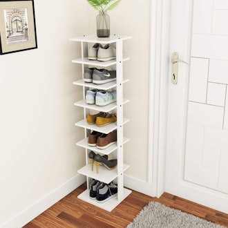 Tangkula Wooden 7-Tier Entryway Shoes Rack