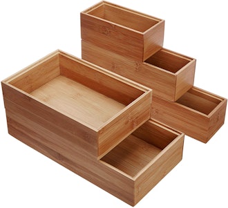 Lipper International 88005 Bamboo Wood Drawer Organizer Boxes (Set of 5)