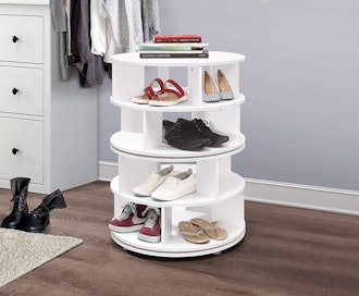  Kings Brand Furniture 4-Tier Revolving Lazy Susan Shoe Storage Organizer