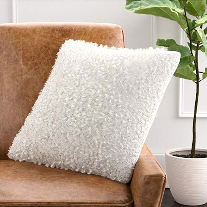 Rivet Modern Faux Fur Decorative Throw Pillow