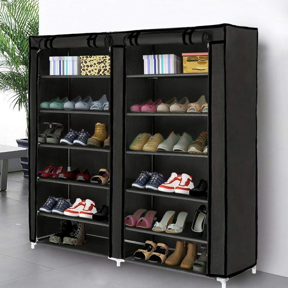 5 Tier Shoe Rack Cabinet Wall Bench Shelf Non Woven Fabric Shoes Tower W Handle