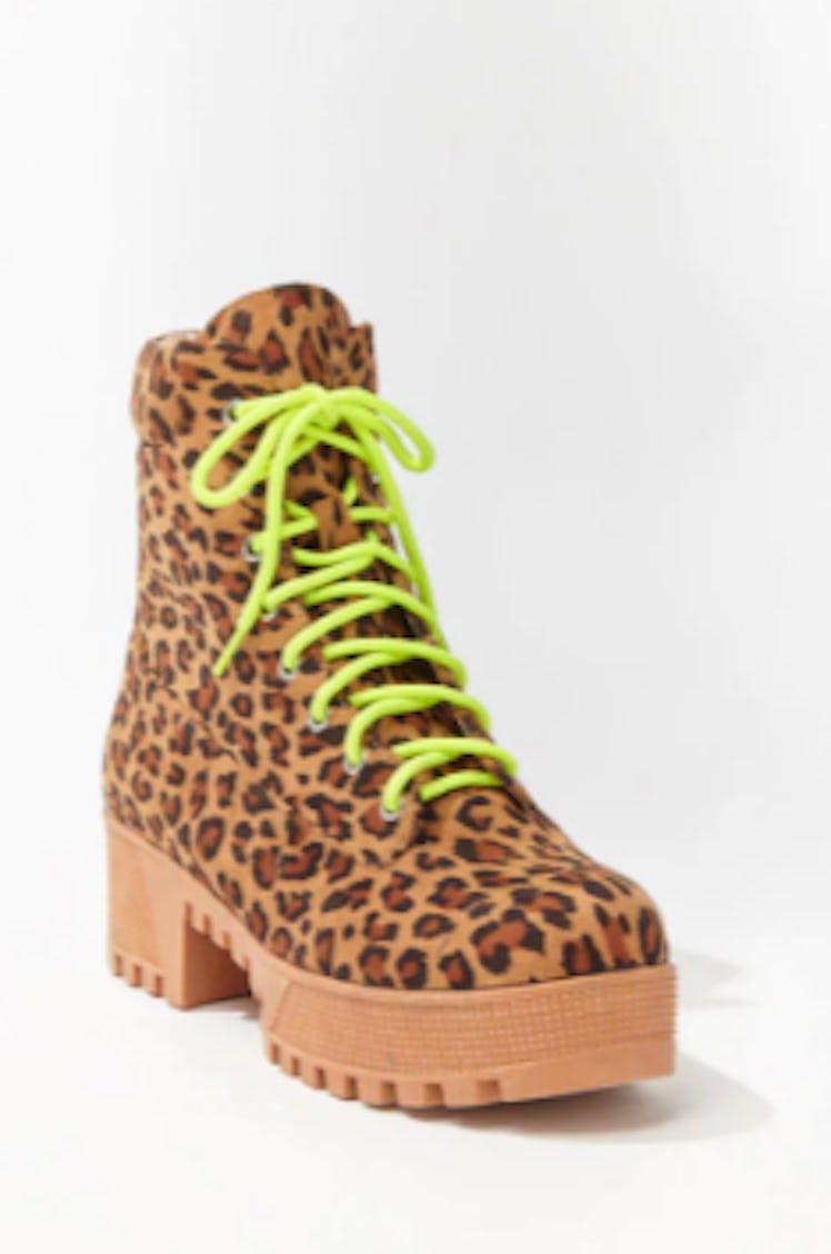 Faux Suede Leopard Print Boots
