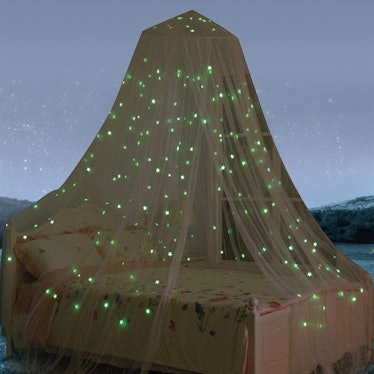 South to East Bed Canopy With Fluorescent Stars